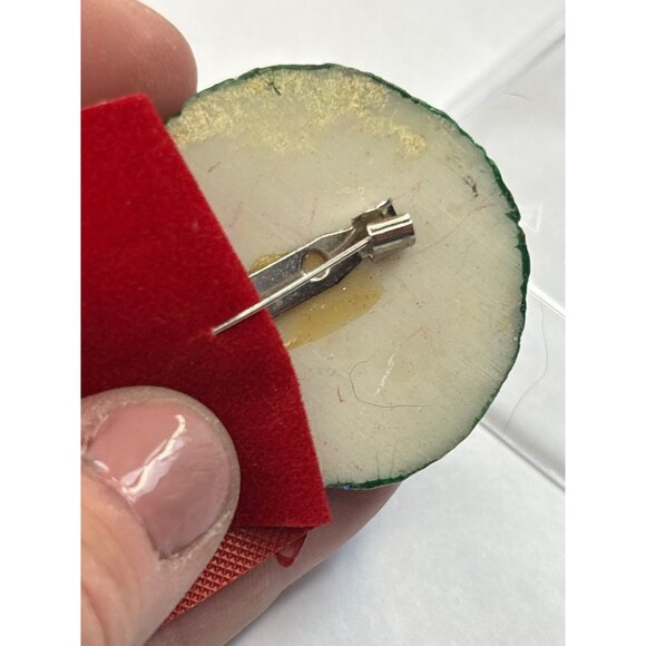 Handmade Christmas Reindeer Brooch With Glitter Wreath & Red Bow - Picture 2 of 3